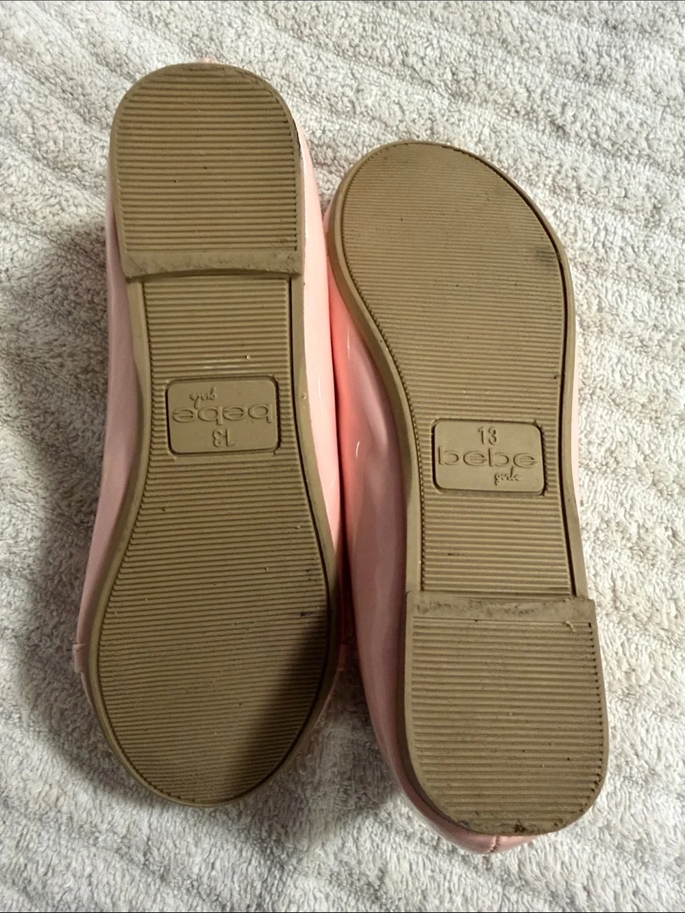 bebe Pink Ankle-Strap Logo Ballet Flats